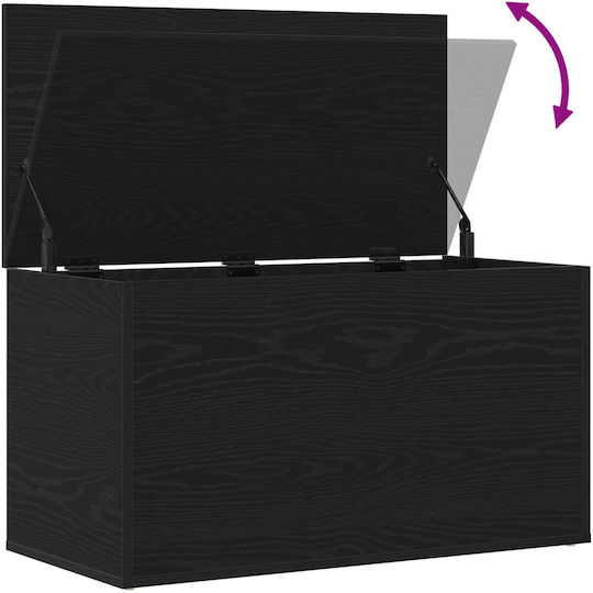 vidaXL Hölzernes Aufbewahrungsbox mit Deckel Schwarz 84x42x46cm 1Stück