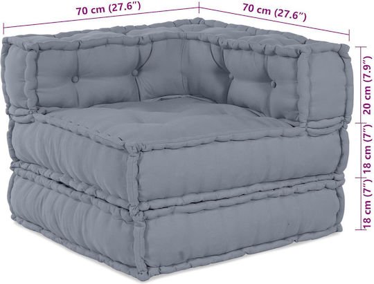 Πуф Диван Сив 70x70x54см