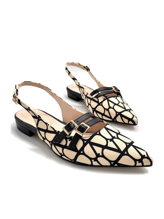 Damen Ballerinas Slingback mit Riemen in Beige Farbe