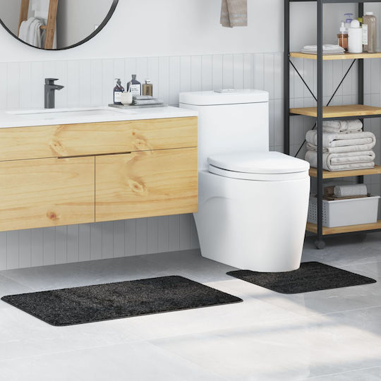 vidaXL Αντιολισθητικό Σετ Πατάκια Μπάνιου Microfiber 4019854 Σκούρο Γκρι 2τμχ