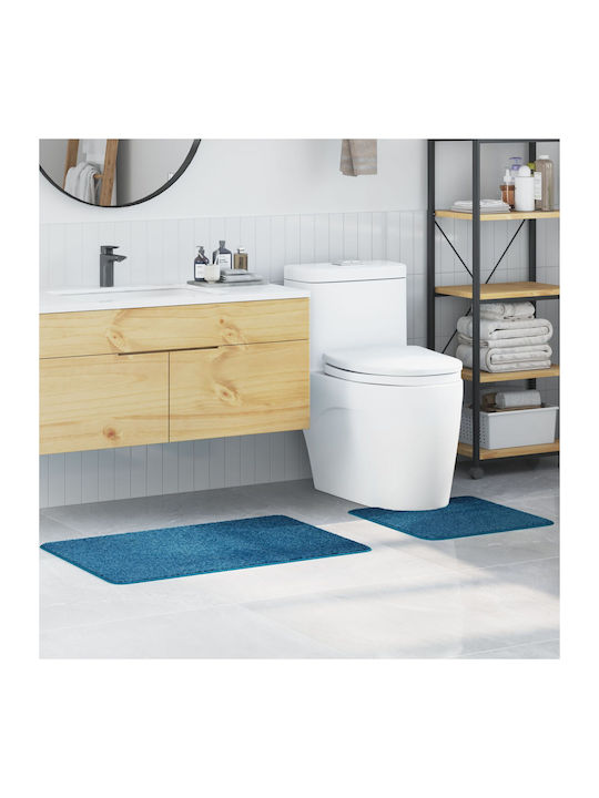 vidaXL Non-Slip Bath Mats Set Microfiber 4019863 Blue 2pcs