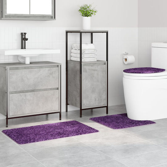 vidaXL Αντιολισθητικό Σετ Πατάκια Μπάνιου Microfiber 4019872 Μοβ 50x80εκ. 3τμχ