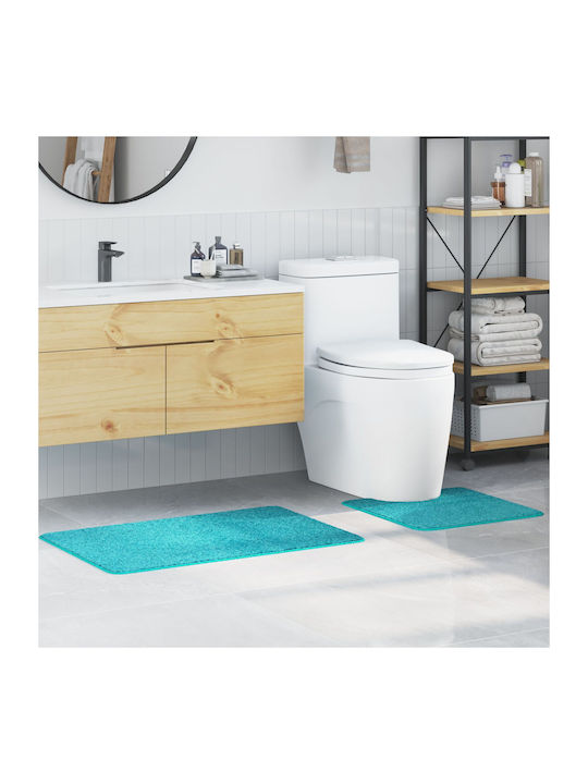 vidaXL Non-Slip Bath Mats Set Microfiber 4019860 Turquoise 2pcs