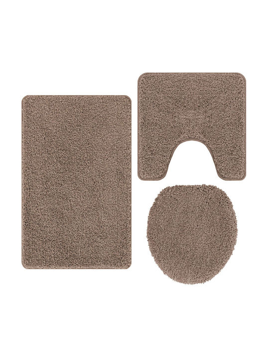 vidaXL Rutschfestes Badematten Set Baumwollbraune 4019867 50x80cm 3 Stück