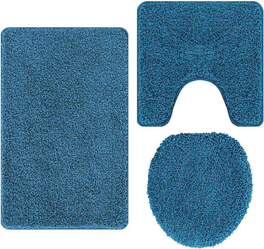 vidaXL Non-Slip Bath Mats Set 4019873 Blue 3pcs
