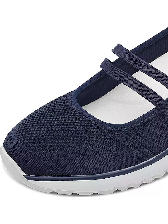 Damen Ballerinas Mit Riemen in Marineblau Farbe