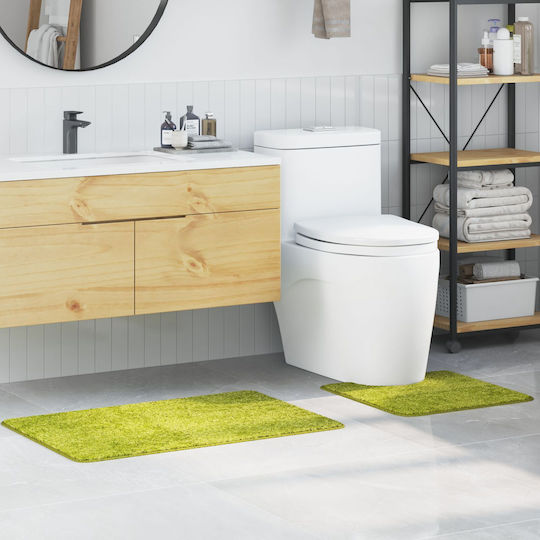 vidaXL Αντιολισθητικό Σετ Πατάκια Μπάνιου Microfiber 4019859 Πράσινο 2τμχ