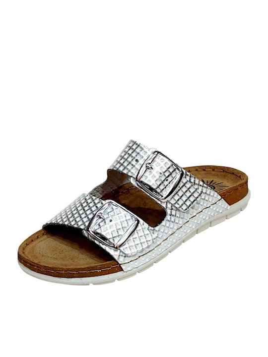 Women's Flat Sandals in Silver Color