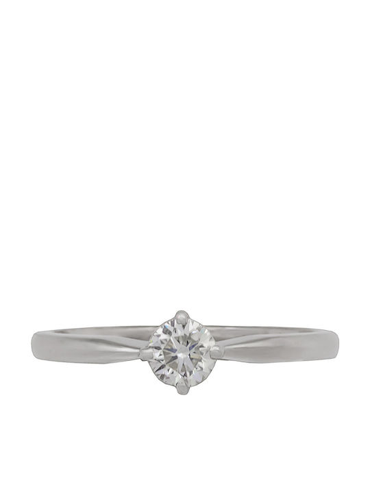 Savvas Design Einzelner Steinring aus Weißgold 18K