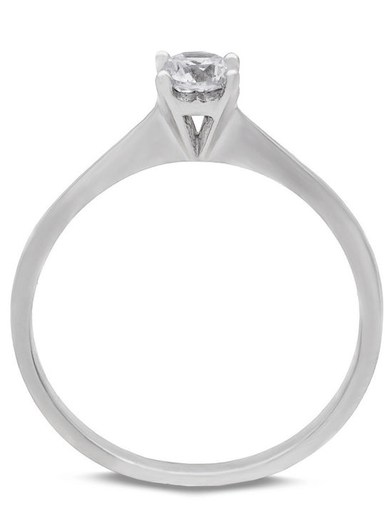 Savvas Design Μονόπετρο από Λευκόχρυσο 14K με Ζιργκόν