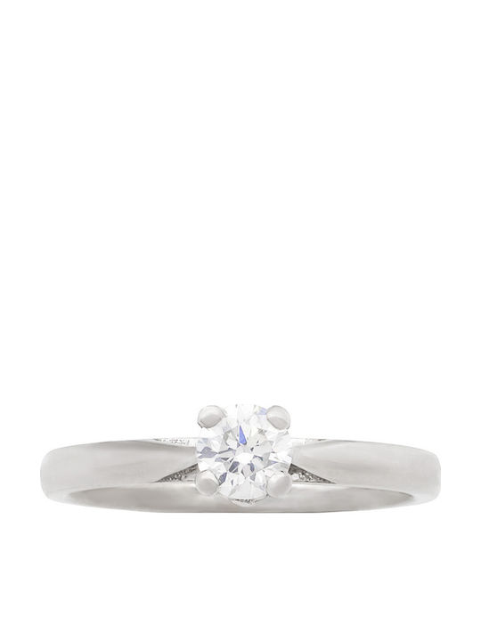 Savvas Design Einzelner Steinring aus Weißgold 18K