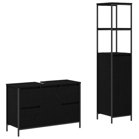 vidaXL Шкаф със Мивка Д90xШ34.5xВ60см Black Walnut