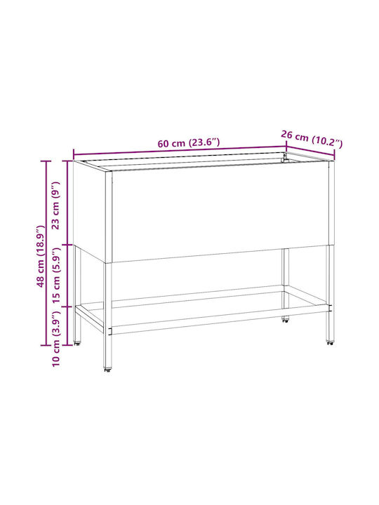 vidaXL Ghiveci Metal Negru 60x26x45cm.