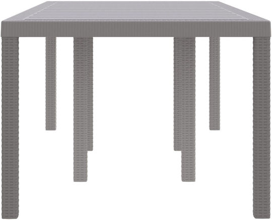 Τραπέζι Εξωτερικού Χώρου Rattan Ανοιχτό Γκρι 200x100x73εκ.