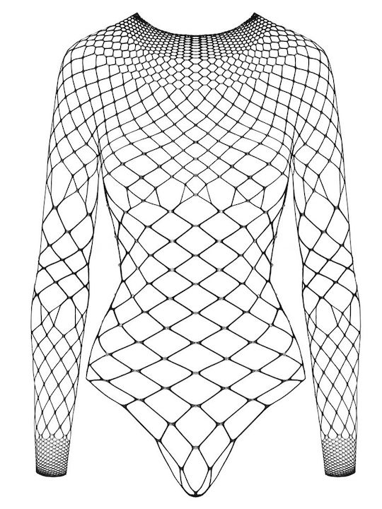 Cottelli Netz-Body Schwarz mit String und langen Ärmeln Produktcode Sw-55367