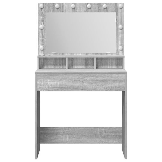 vidaXL Makeup Mirror Tabletop with Light 135x1.5cm Gray