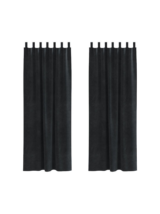 vidaXL Set Perdele Cu Bretele Negre 140x225cm