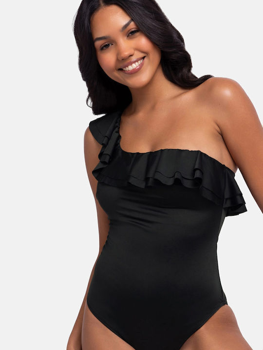 One Piece Swimsuit With One Shoulder Black