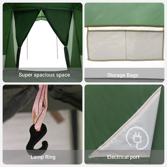 vidaXL Summer Camping Tent Tunnel Green For 6 People 721x335x212cm