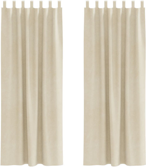 vidaXL Set Curtains with Tab Top Beige 140x260cm