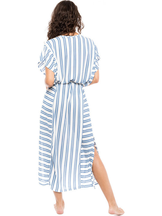 Pink Label Damen Maxi Kaftan Strand White