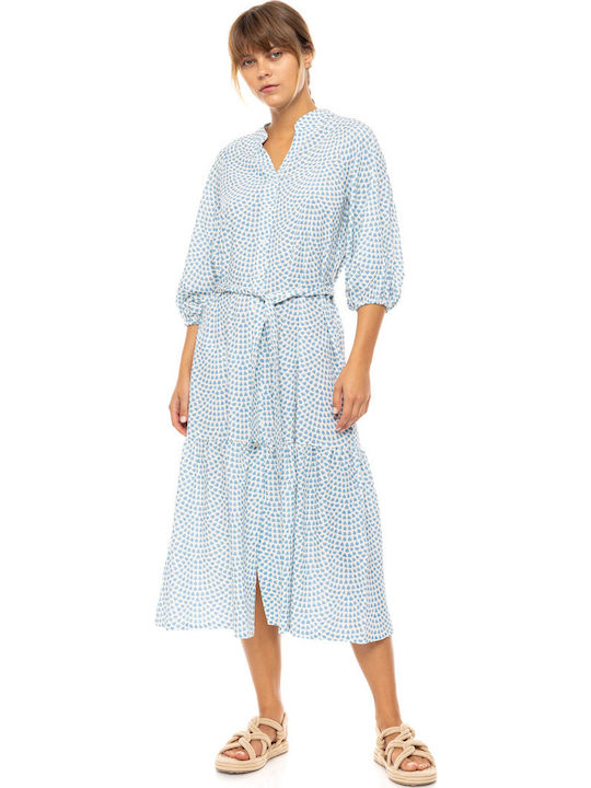 Pink Label Women's Maxi Dress Beachwear Vista Blue & Cream