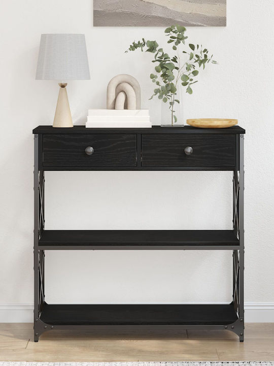 Console Table Wood & Metal Μαύρη Δρυς L75xW28xH75cm