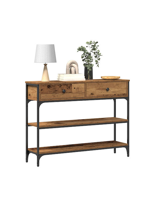Console Table Wood & Metal Παλιού Ξύλου L100xW25xH75cm