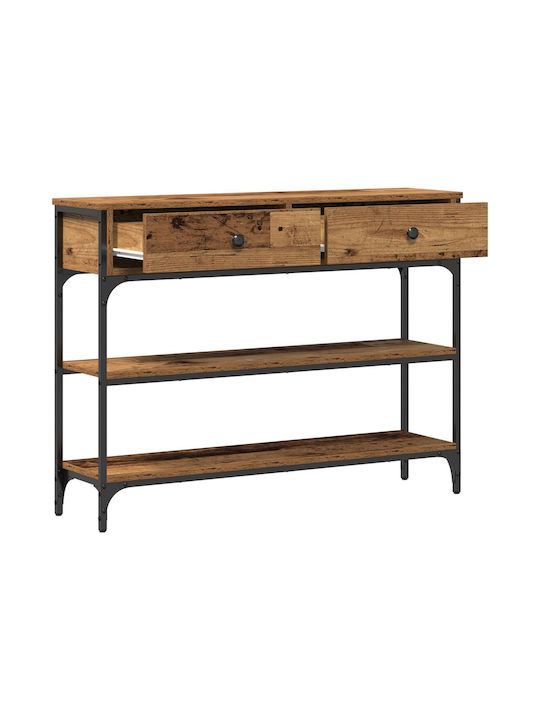 Console Table Wood & Metal Παλιού Ξύλου L100xW25xH75cm