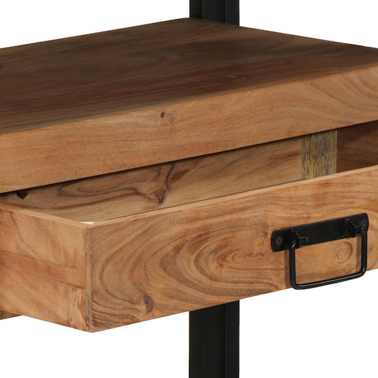 Console Table of Solid Wood & Metal Black L120xW33xH75cm
