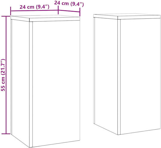 vidaXL Ανθοστήλες Μεταλλικές Λευκά 24x24x55εκ. 2τμχ