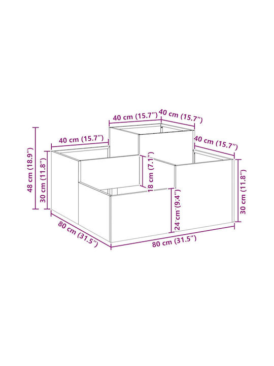 vidaXL Garden Pot Metallic Charcoal 80x80x48cm.