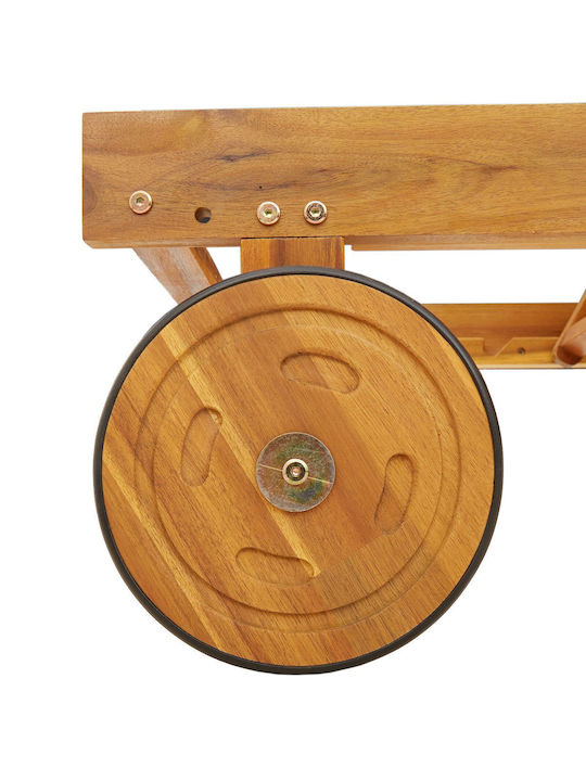 Deckchair Wooden with Cushion & Wheels Brown 84x84x84cm.