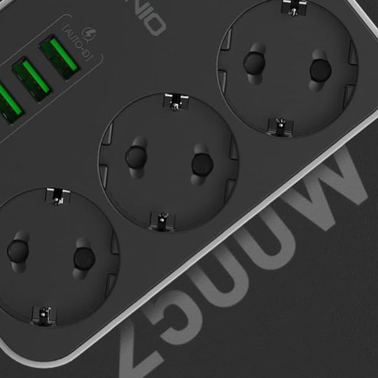 Ldnio Power Strip with Surge Protection 3 Positions with 6 USB-A, Switch and Cable 2m