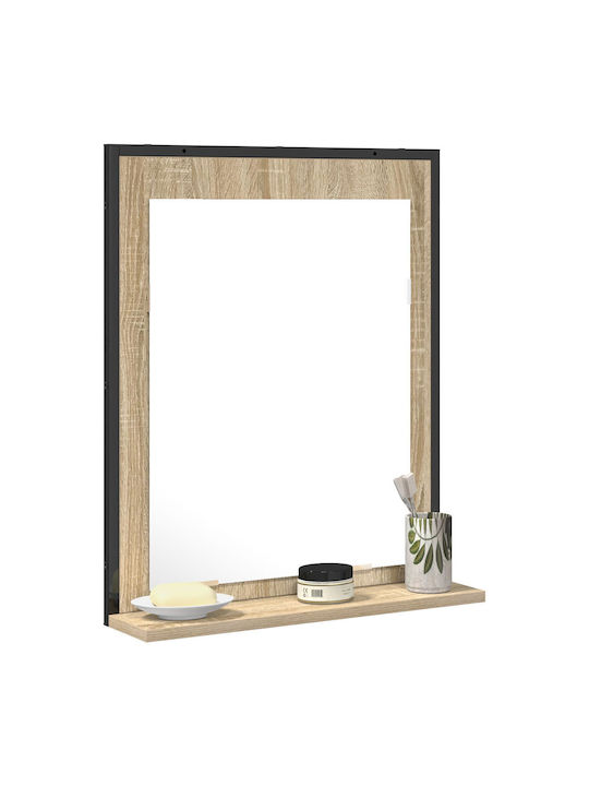 vidaXL Rectangular Bathroom Mirror with Shelf 50x12cm Brown