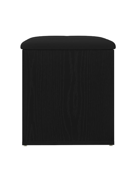 Stool For Living Room With Storage Space Wooden Black Oak 40x40x45cm