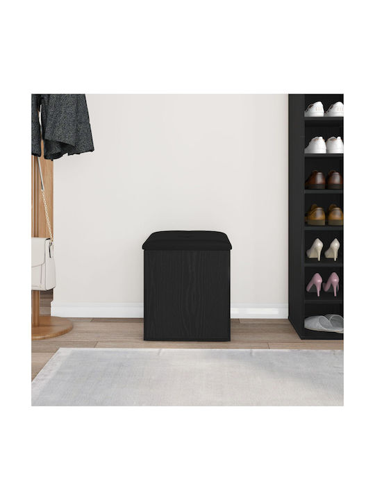 Stool For Living Room With Storage Space Wooden Black Oak 40x40x45cm