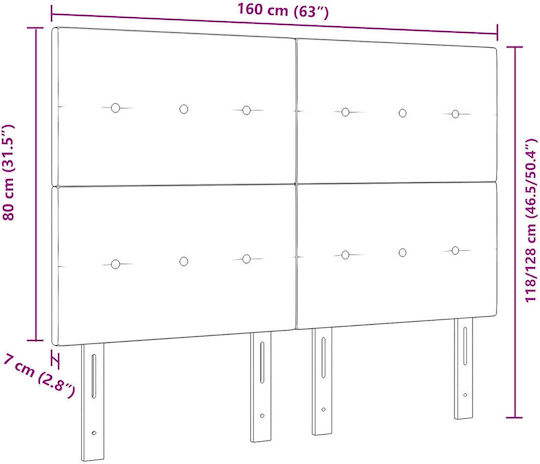 vidaXL Stoff-Kopfstütze für Betten Schwarz Samt 160x88cm