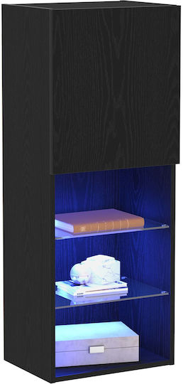 Wall Living Room Display Cabinet made of Particleboard with Glass & Lighting Oak 40.5x30x102cm Wall Living Room Display Cabinet made of Particleboard with Glass & Lighting Oak 40.5x30x102cm