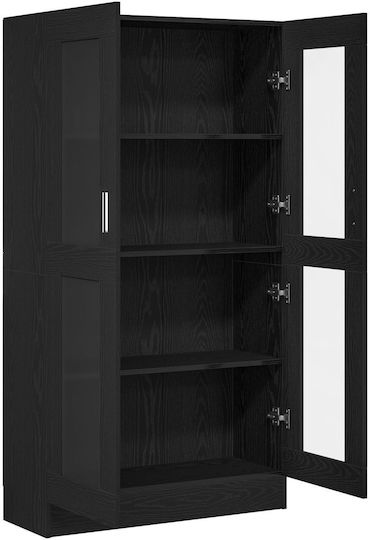 vidaXL Wohnzimmer Vitrine aus Spanplatte mit Verglasung Schwarze Eiche 82.5x30.5x150cm