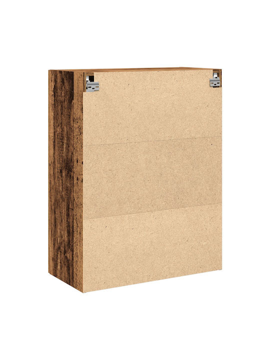 Wand Wohnzimmer Vitrine aus Massivholz mit Glas Braun 69.5x34x90cm