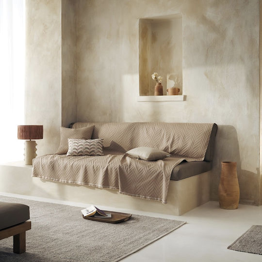 Gofis Home Throw For Four-Seater Sofa Jacquard 180x350cm 401/21 Hemp Beige