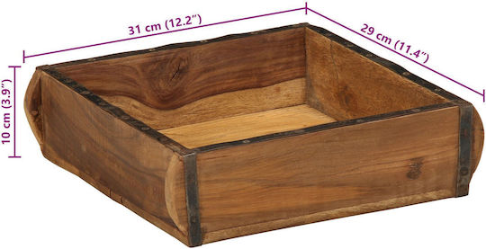 vidaXL Дърво Поднос за сервиране в Кафяв Цвят 31x29x10см 4019615 1бр