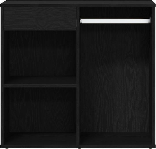Entry Furniture with Mirror & Shoe Rack Black Velvet-Black Metal 80x40x75cm