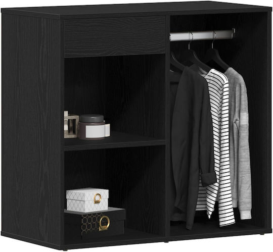 Entry Furniture with Mirror & Shoe Rack Black Velvet-Black Metal 80x40x75cm