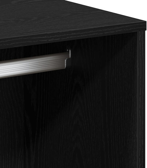 Entry Furniture with Mirror & Shoe Rack Black Velvet-Black Metal 80x40x75cm