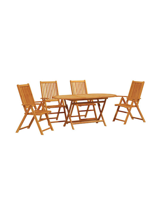 Outdoor Dining Set 5 Pieces Brown