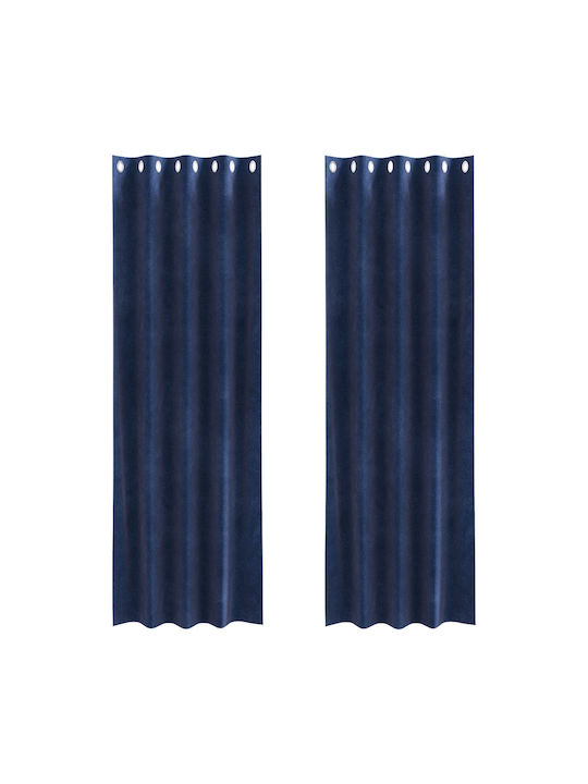 vidaXL vidaXL Set Vorhänge Verdunkelung Fenster mit Grommet Blau 140x245cm