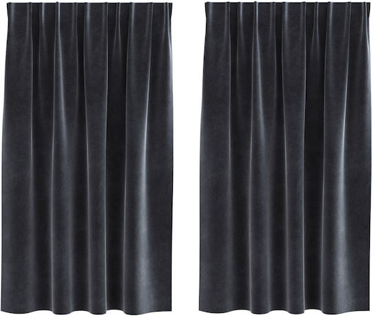 vidaXL Set Vorhänge Fenster mit Bleistiftfalten Schwarz 140x140cm
