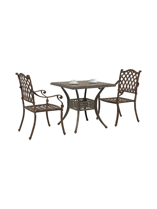 Dining Room Set for Small Outdoor Spaces 3 Pieces Bronze